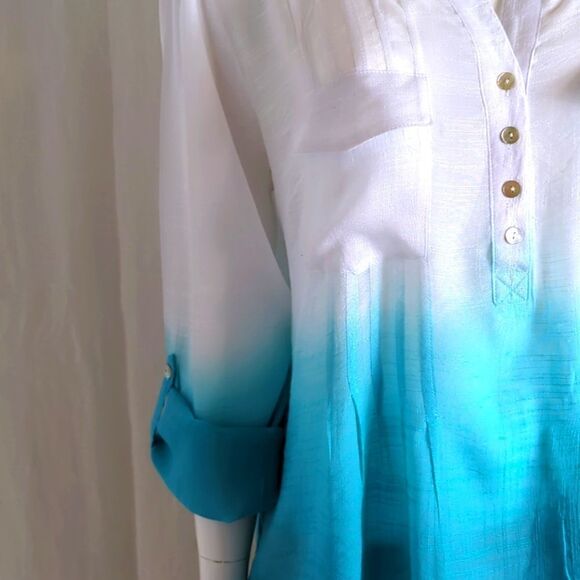 Zac and Rachel Ombre Aqua Tunic Top XL - Picture 6 of 7